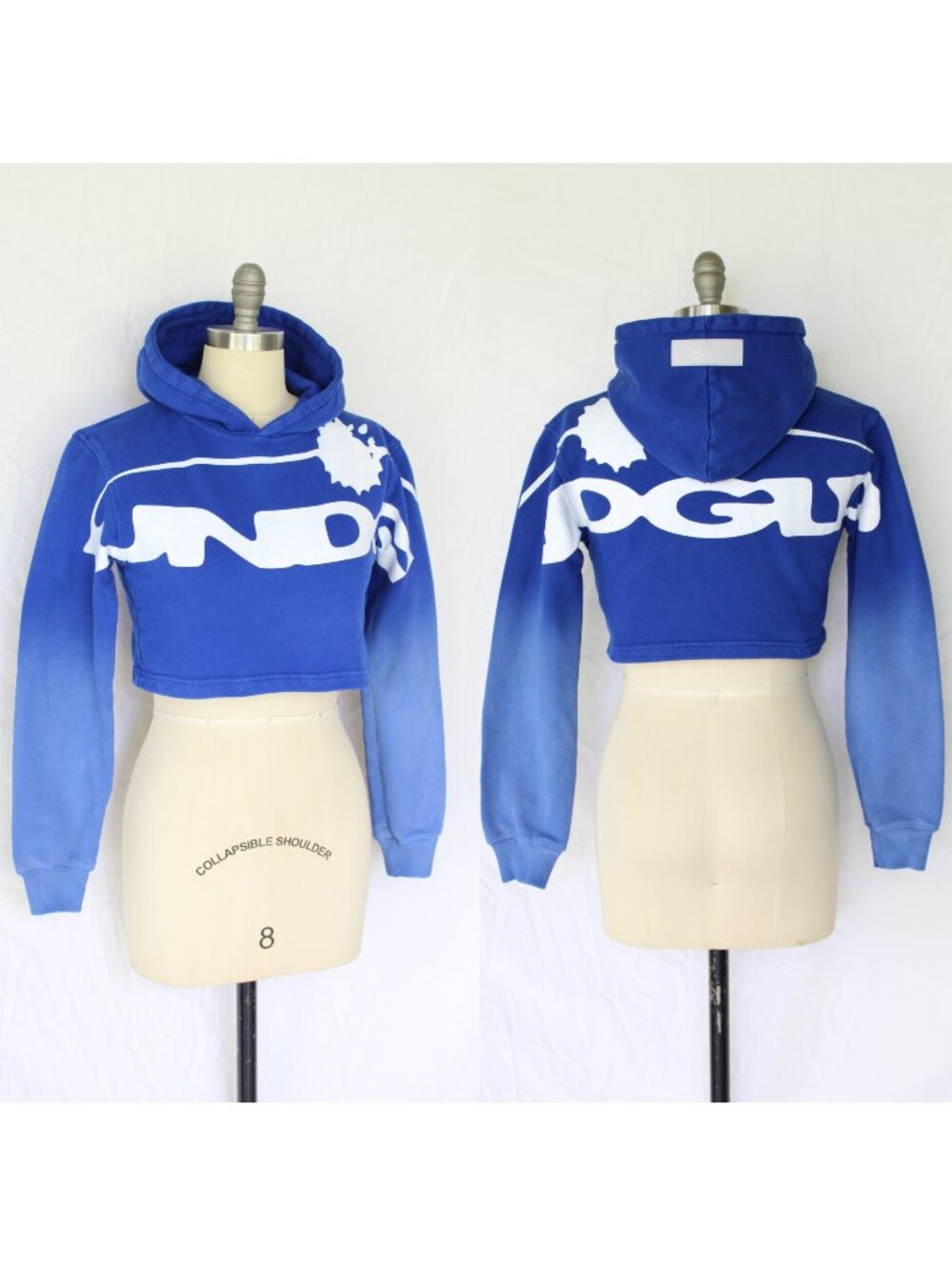 UNDERGOLD Design Studio 369 blue logo cropped slim fit hoodie sweatshirt jacket